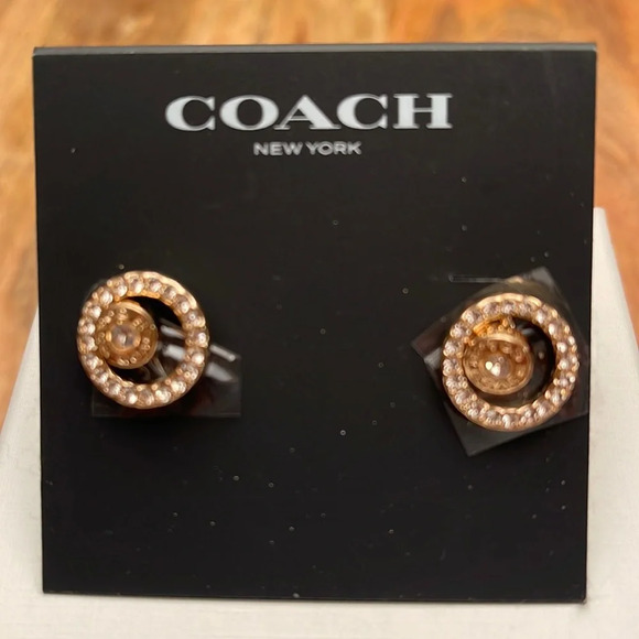NWT Coach Gold Halo Stud Earrings - Picture 1 of 5
